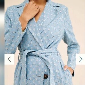 Never Fully Dressed Light Blue Textured Trench Coat